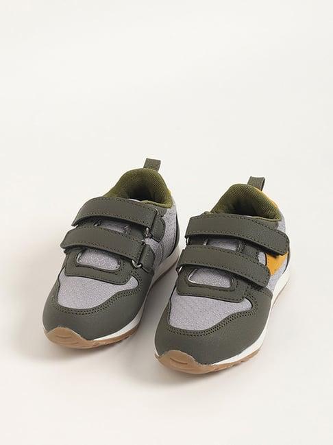 yellow by westside green color-block strap-on jogger shoes
