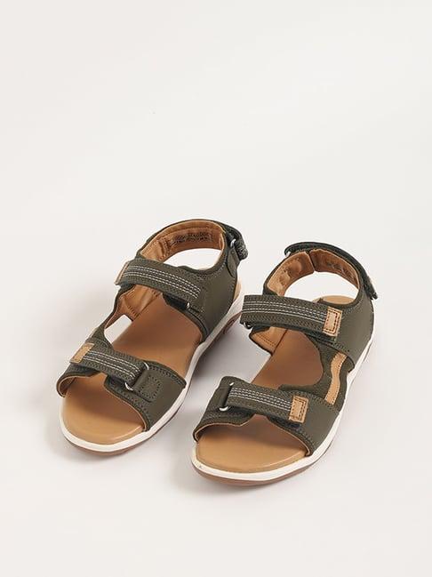 yellow by westside green double strap sandals