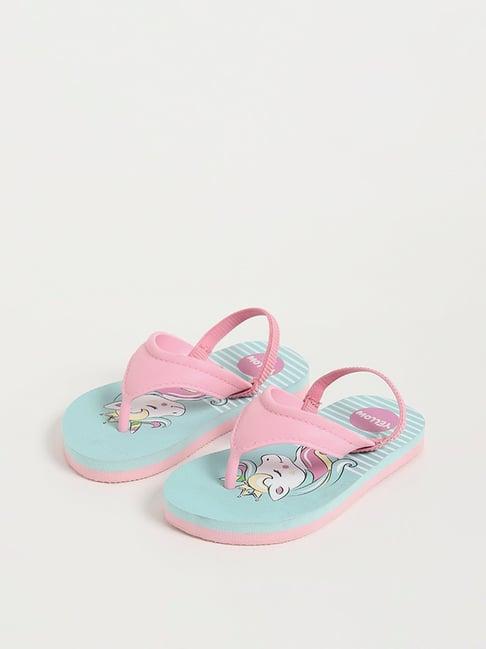 yellow by westside pink & blue mermaid flip-flops