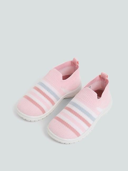 yellow by westside striped pink knit shoes