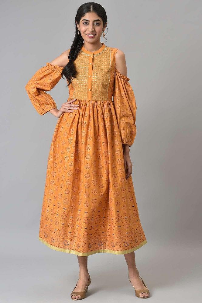 yellow cambric printed aurelia dress