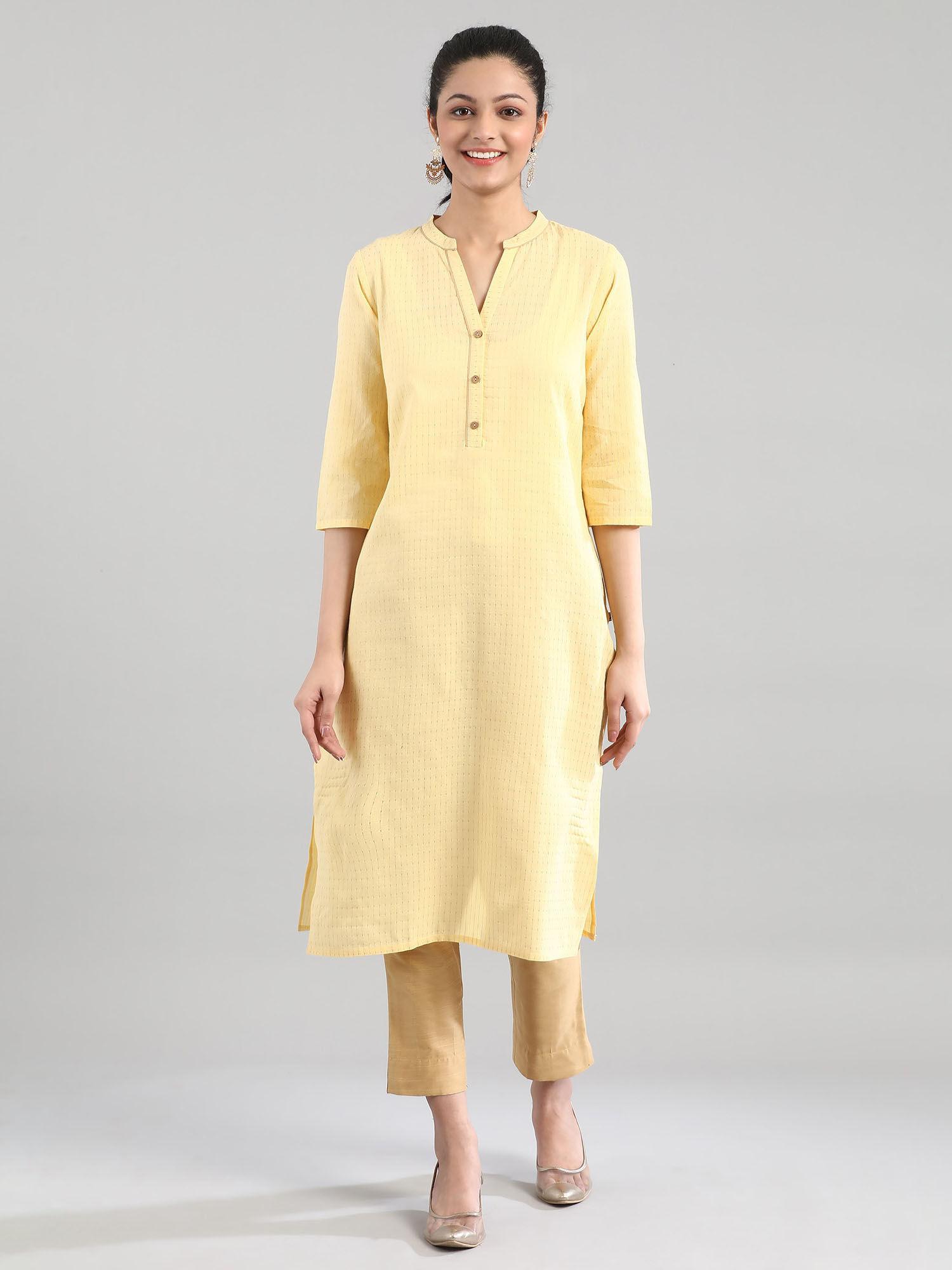 yellow casual cotton kurta