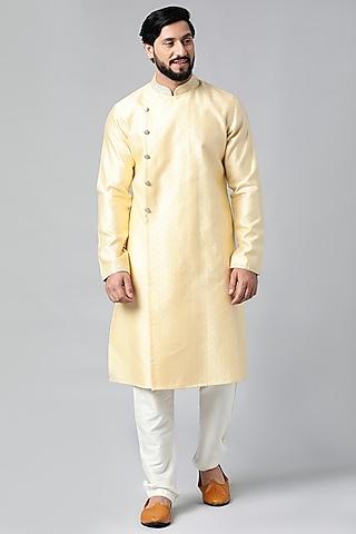 yellow chanderi silk jacquard kurta set