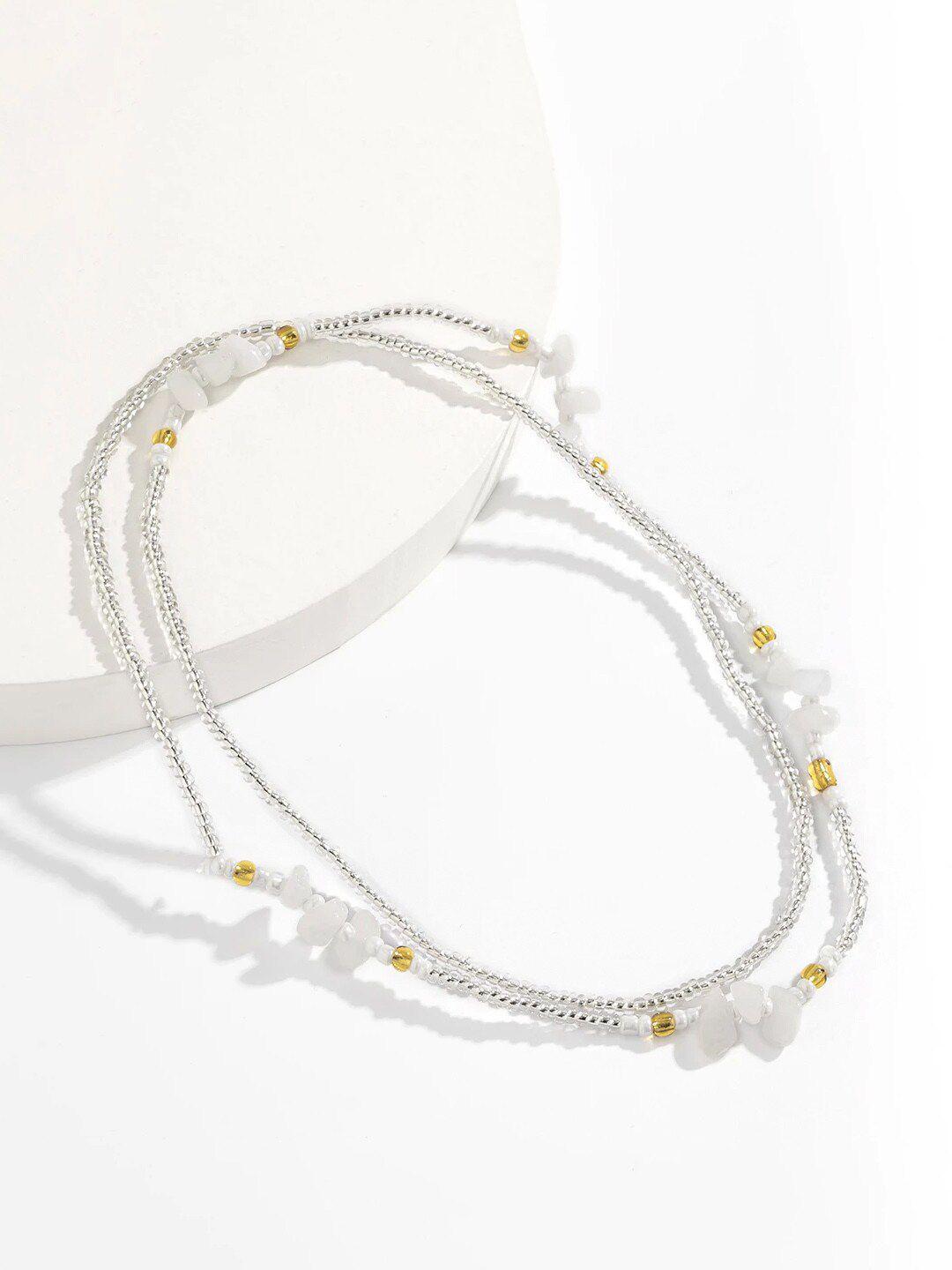 yellow chimes beads & stone-studded dual layer waist chain