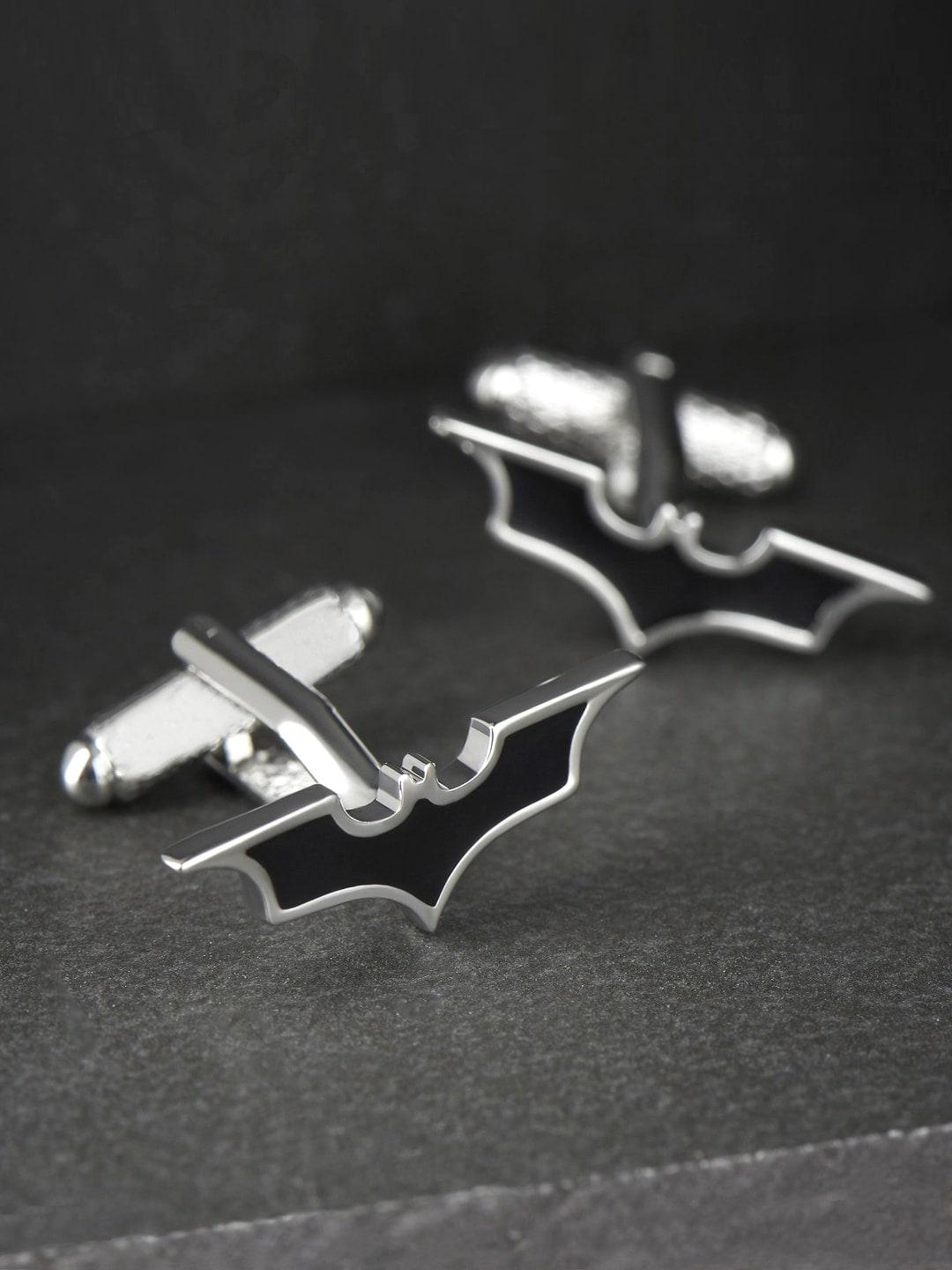 yellow chimes black & silver-toned quirky cufflinks