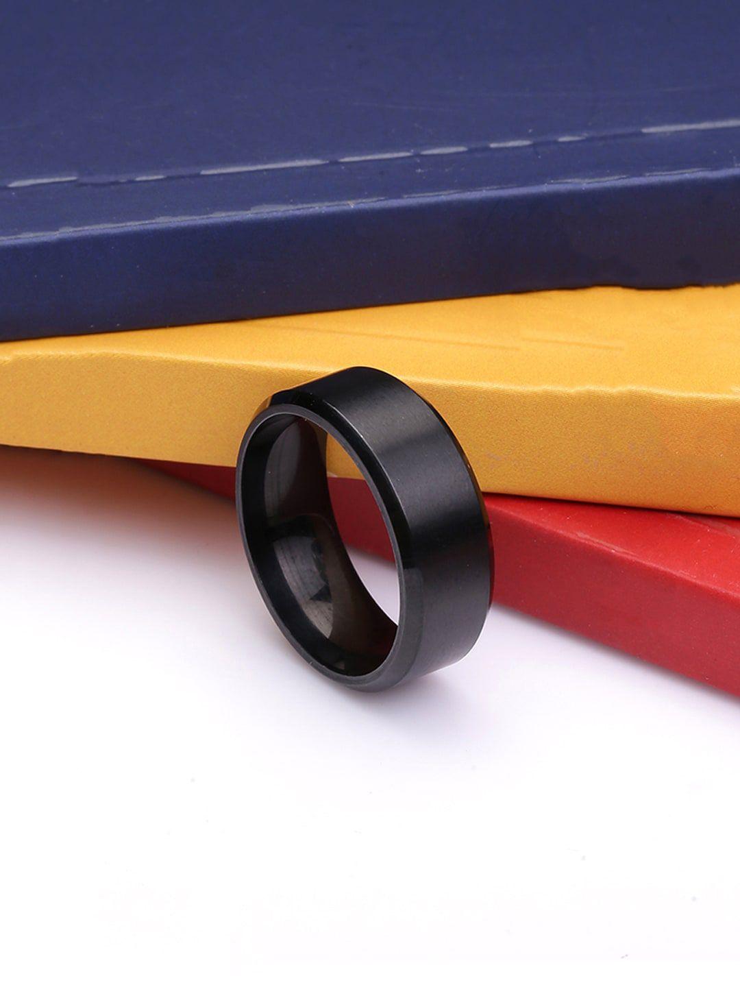 yellow chimes black stainless steel band ring