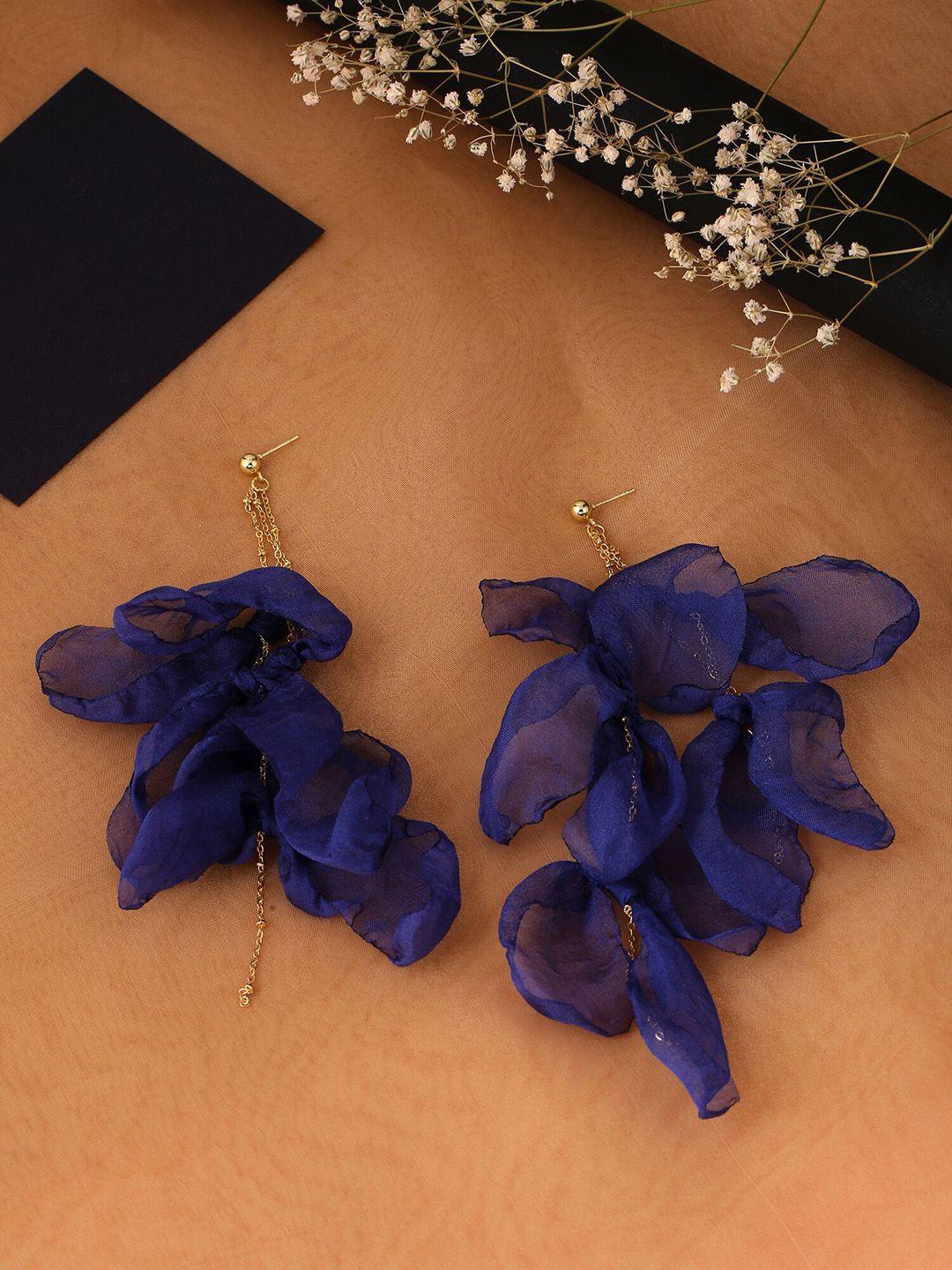 yellow chimes blue & gold-plated contemporary drop earrings
