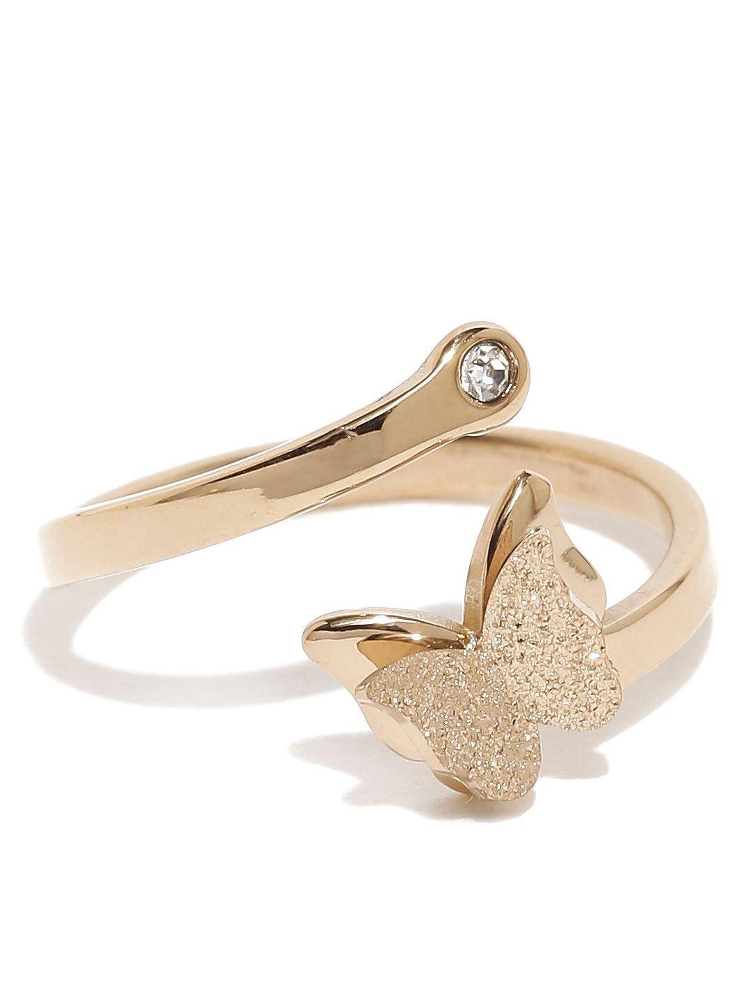 yellow chimes butterfly charm crystal rose gold ring