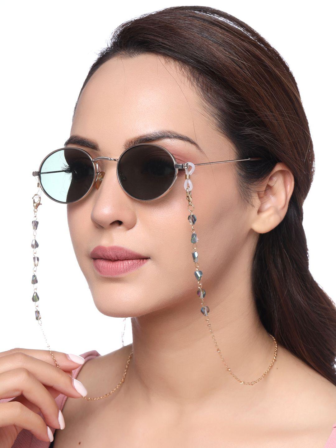 yellow chimes crystal face mask & sunglasses chain