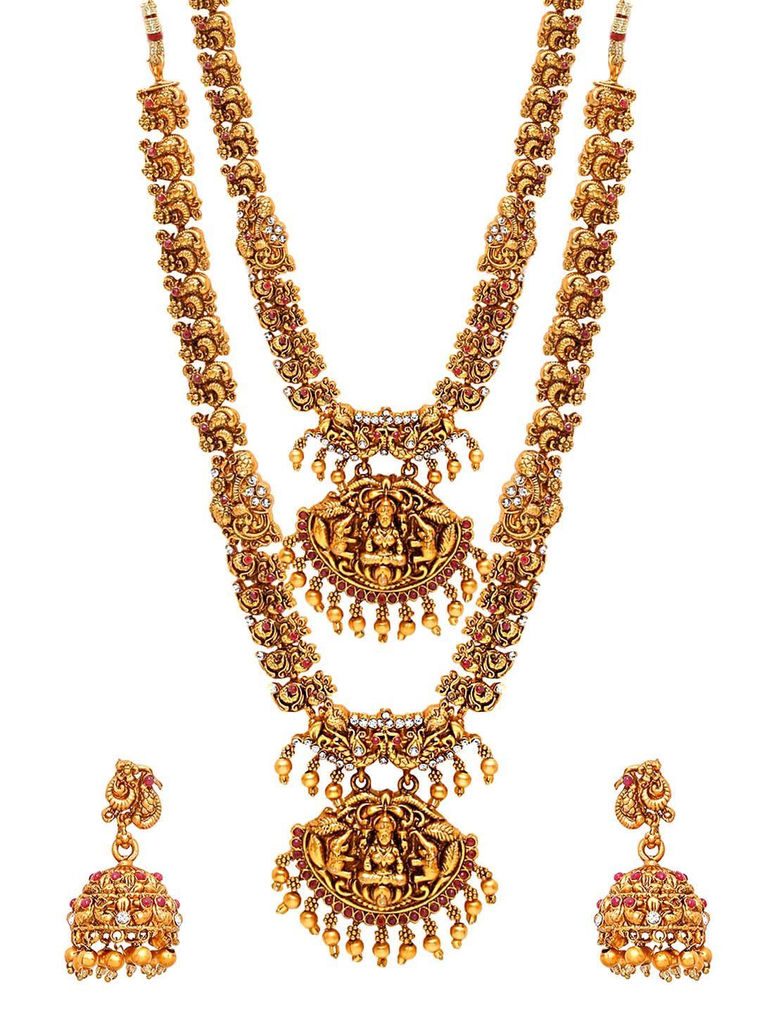 yellow chimes gold-plated & toned temple jewellery set