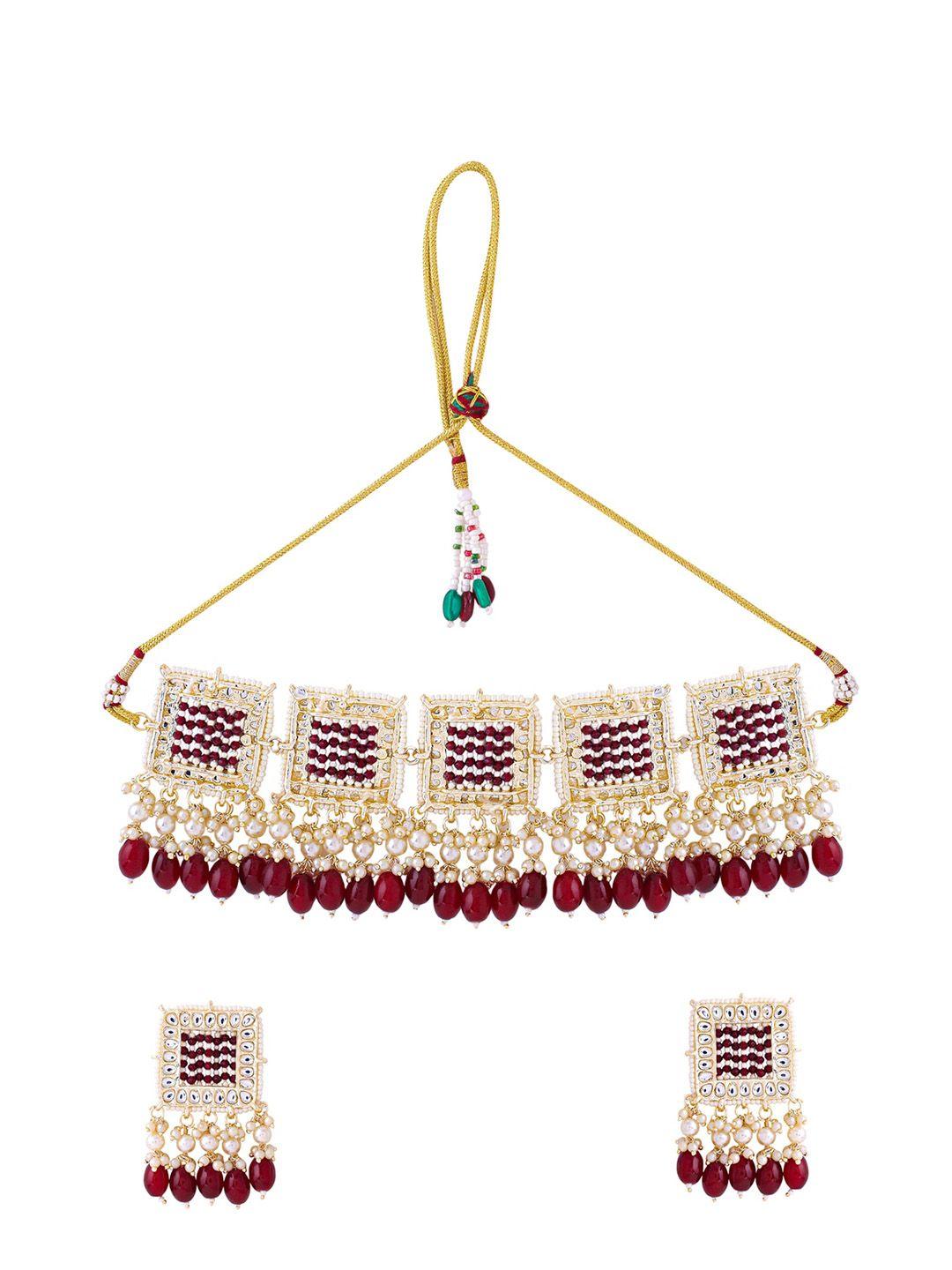 yellow chimes gold-plated artificial beaded jewellery set