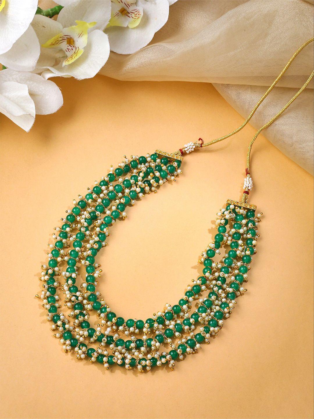 yellow chimes gold-plated beaded multilayered necklace