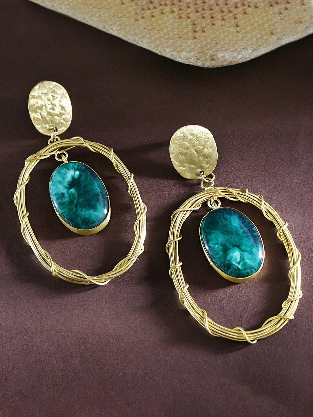 yellow chimes gold-plated oval drop earrings