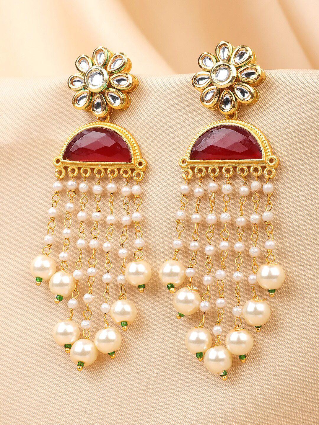 yellow chimes gold-toned contemporary chandbalis earrings