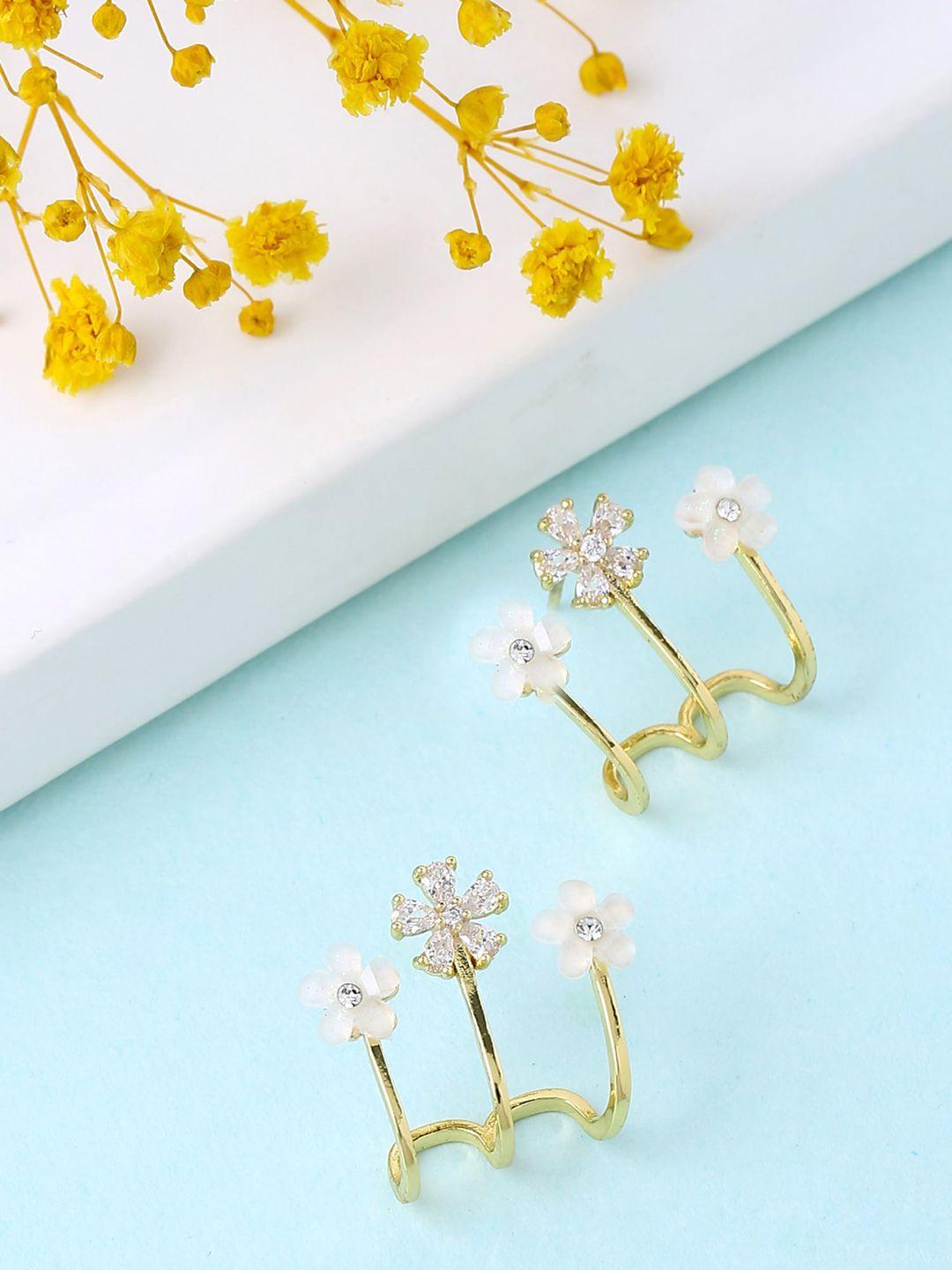 yellow chimes gold-toned contemporary studs earrings