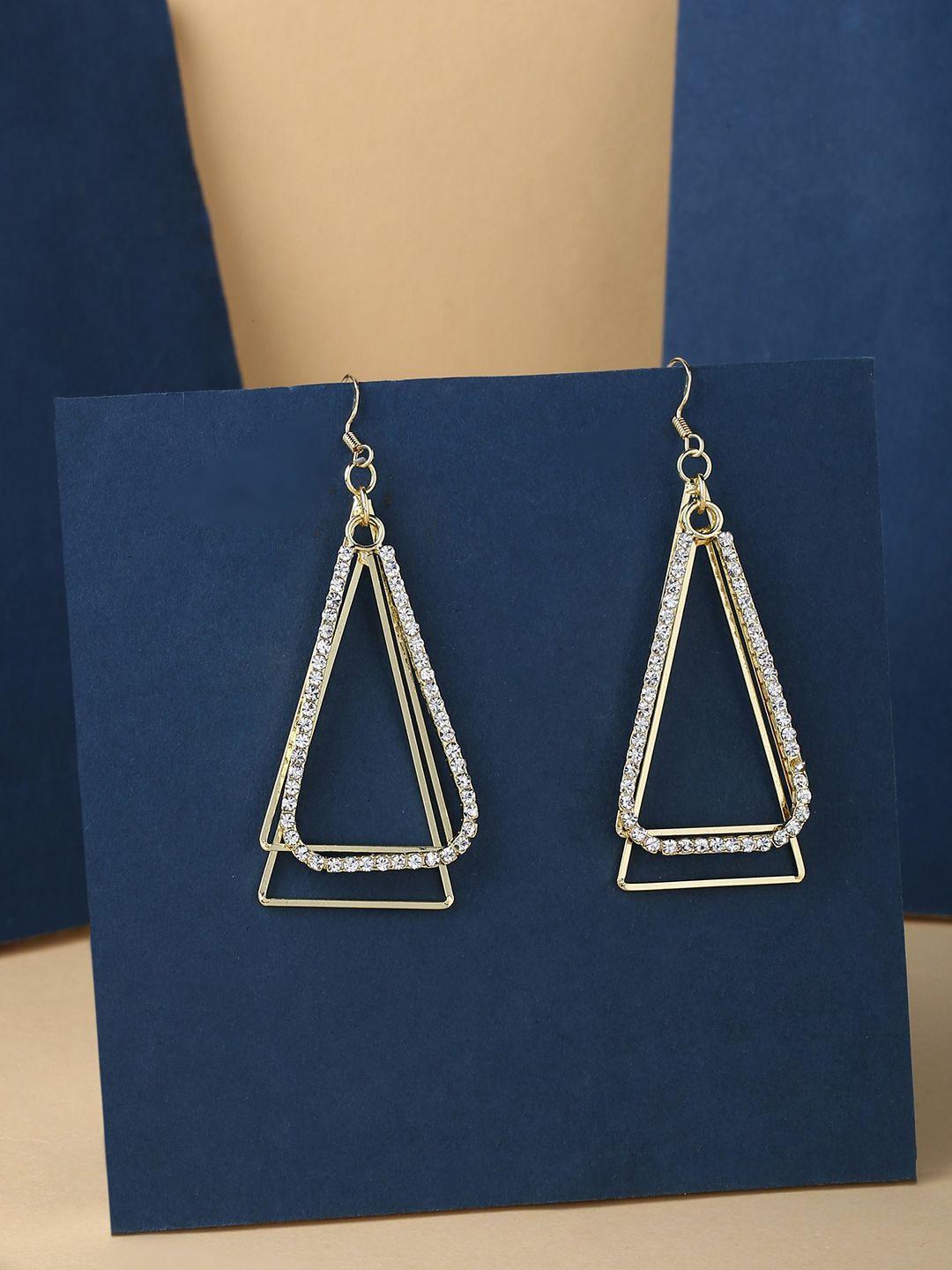yellow chimes gold-toned gold plated triangular drop earrings