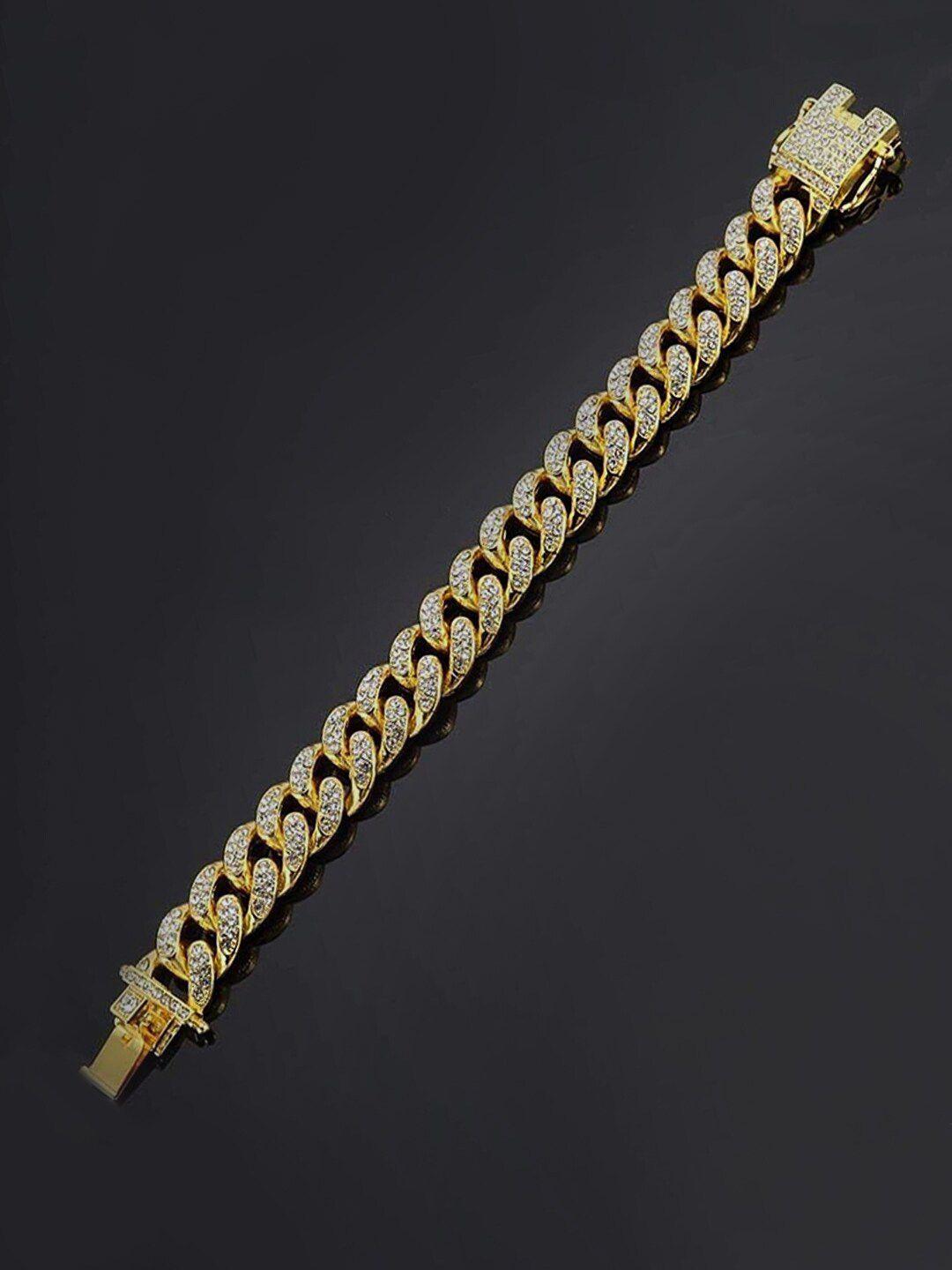 yellow chimes men gold-toned & white gold-plated link bracelet