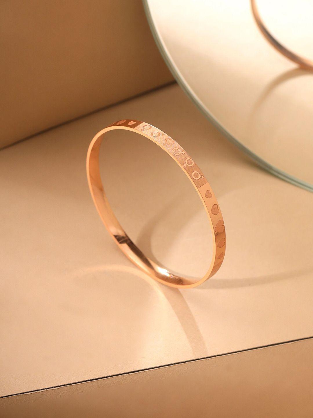 yellow chimes rose gold-plated heart designed bangle