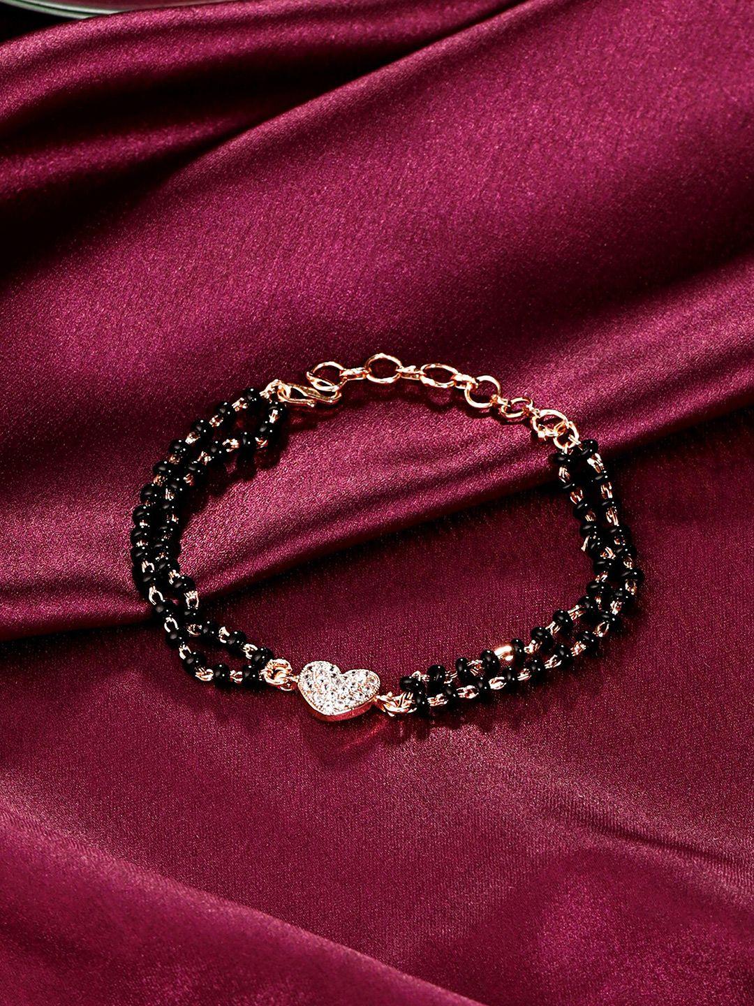 yellow chimes rose gold-plated heart love charmed mangalsutra bracelet