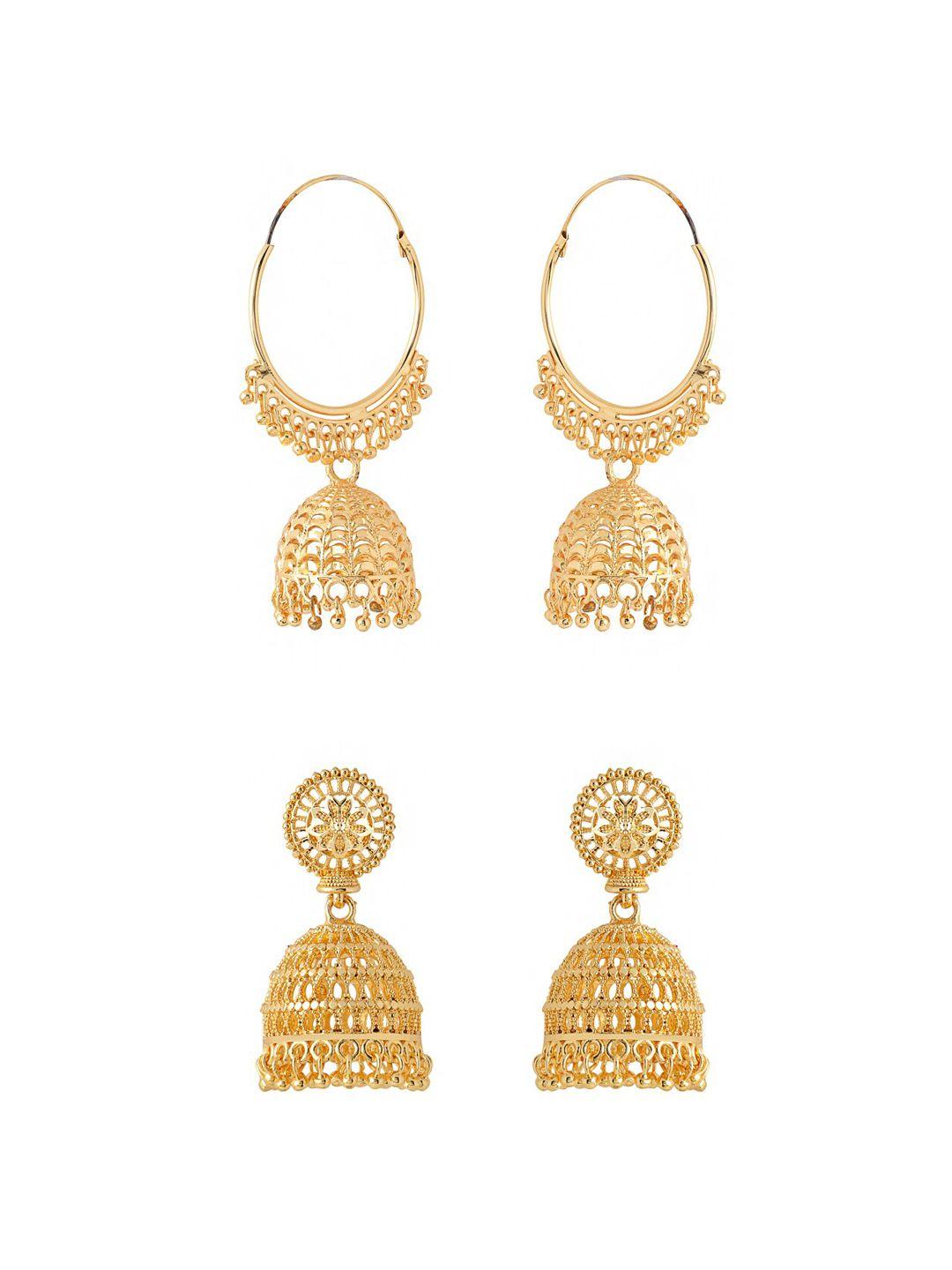 yellow chimes set of 2 contemporary jhumkas earrings