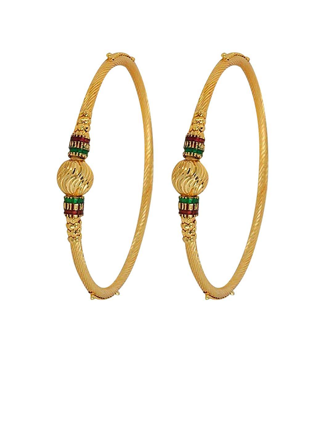 yellow chimes set of 2 gold-plated meenakari details bangles