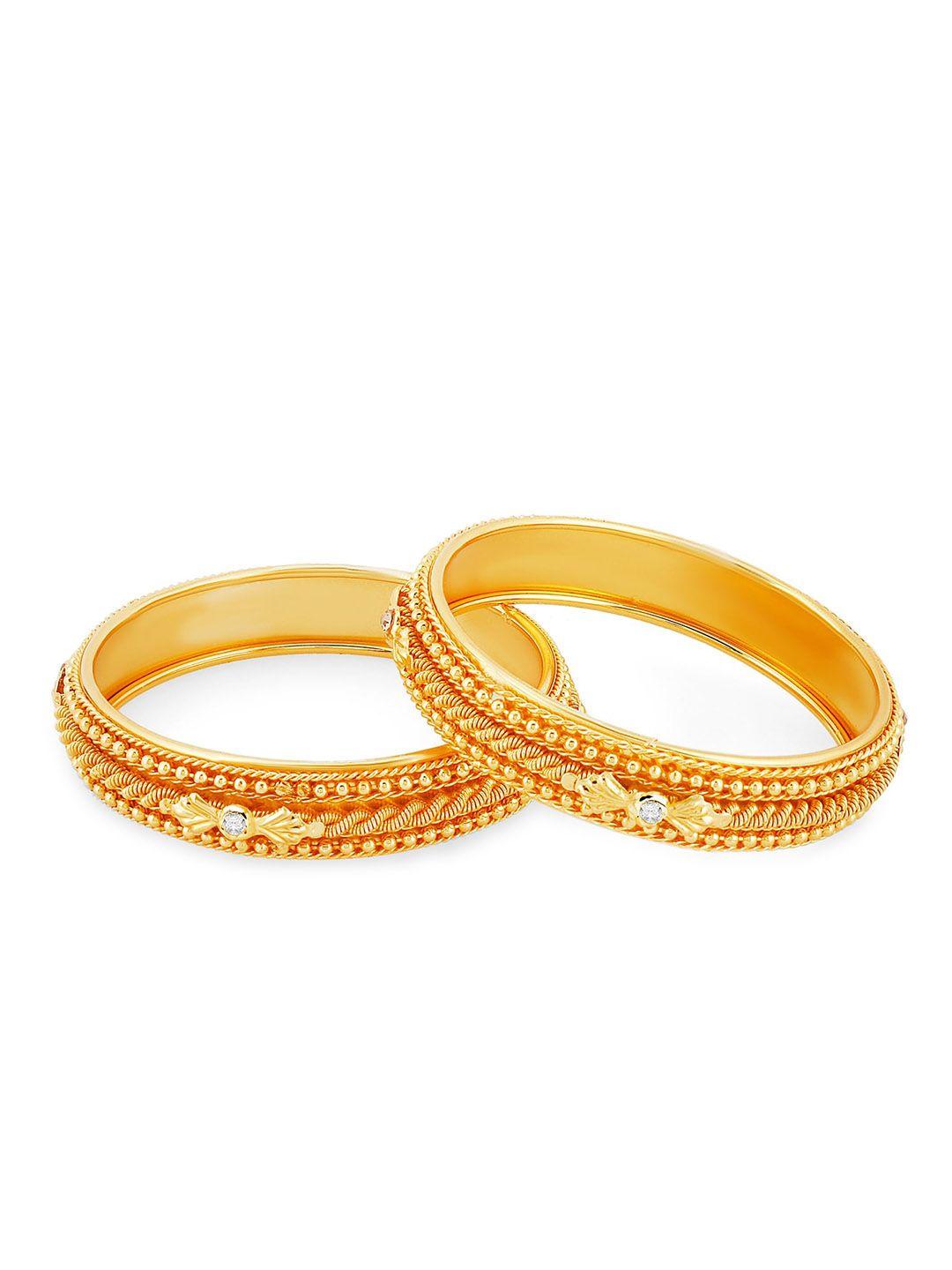 yellow chimes set of 2 gold-plated stone-studded bangles