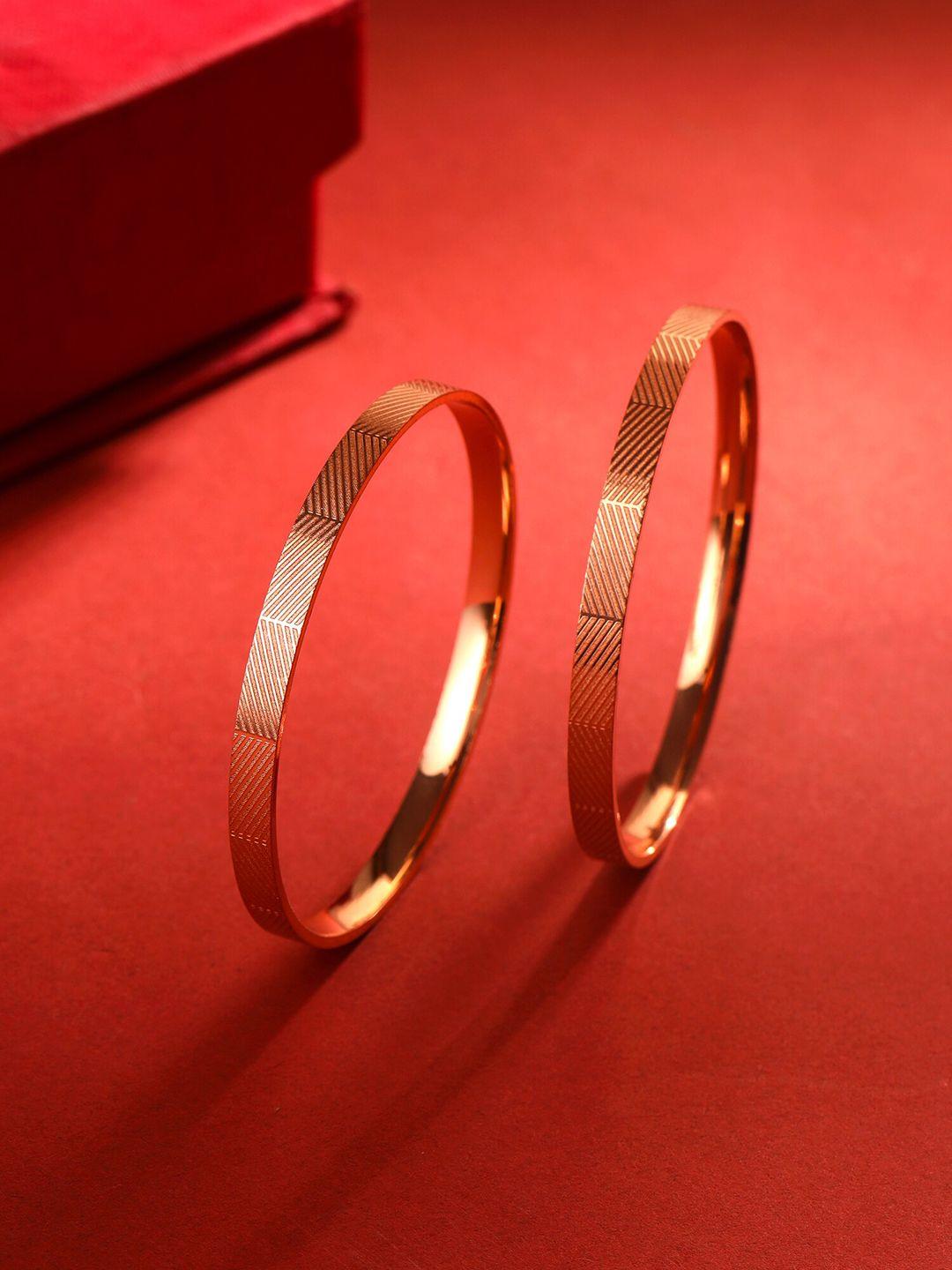 yellow chimes set of 2 rose gold-plated bangles