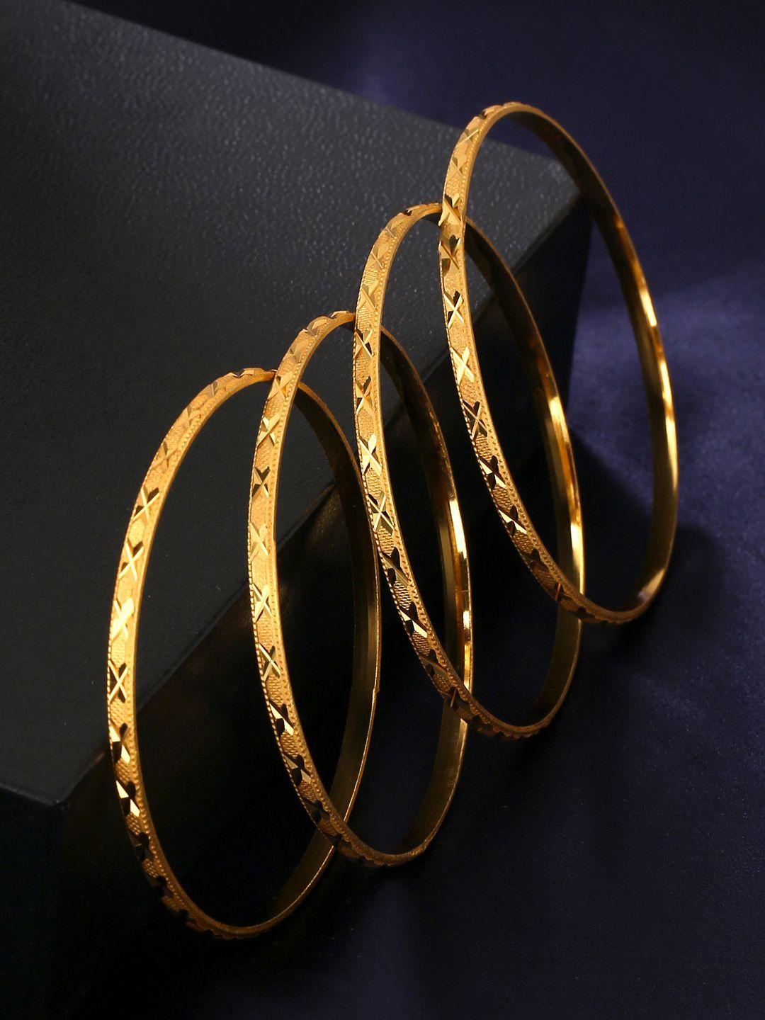 yellow chimes set of 4 gold-plated  handcrafted bangles