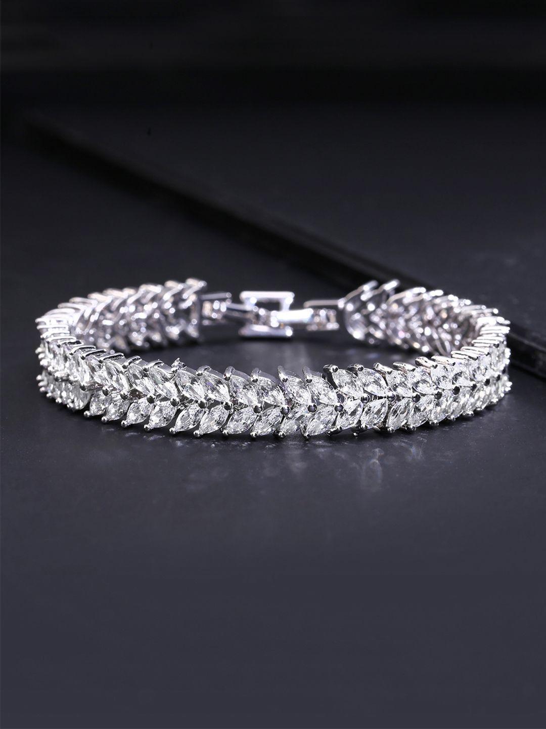 yellow chimes silver-toned cubic zircon designer rhodium-plated bracelet