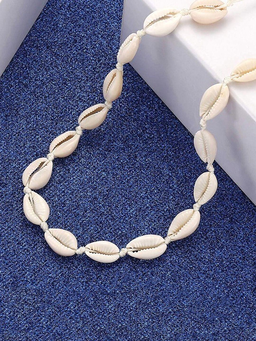 yellow chimes white shell design choker necklace