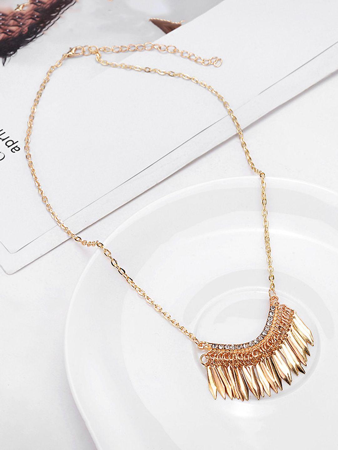 yellow chimes women gold-plated brass crystal studded bohemian necklace