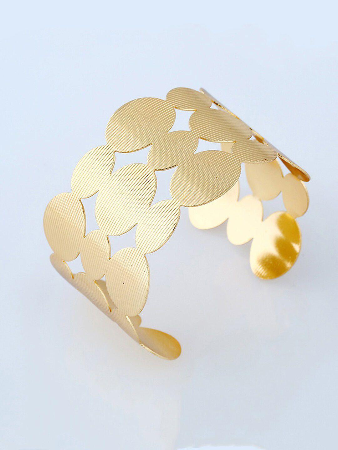 yellow chimes women gold-toned dots design cuff bracelet