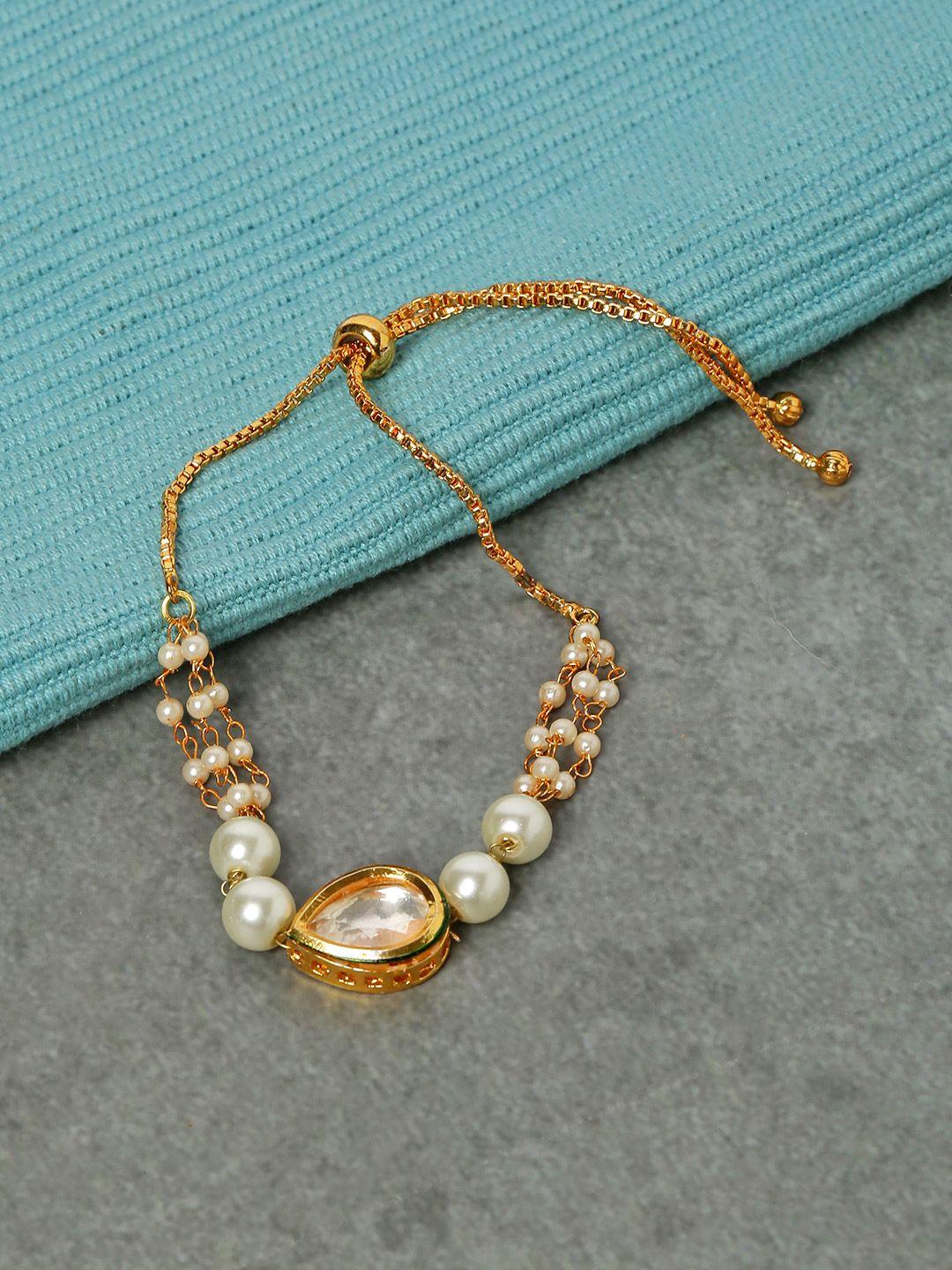 yellow chimes women gold-toned handcrafted pearl bracelet