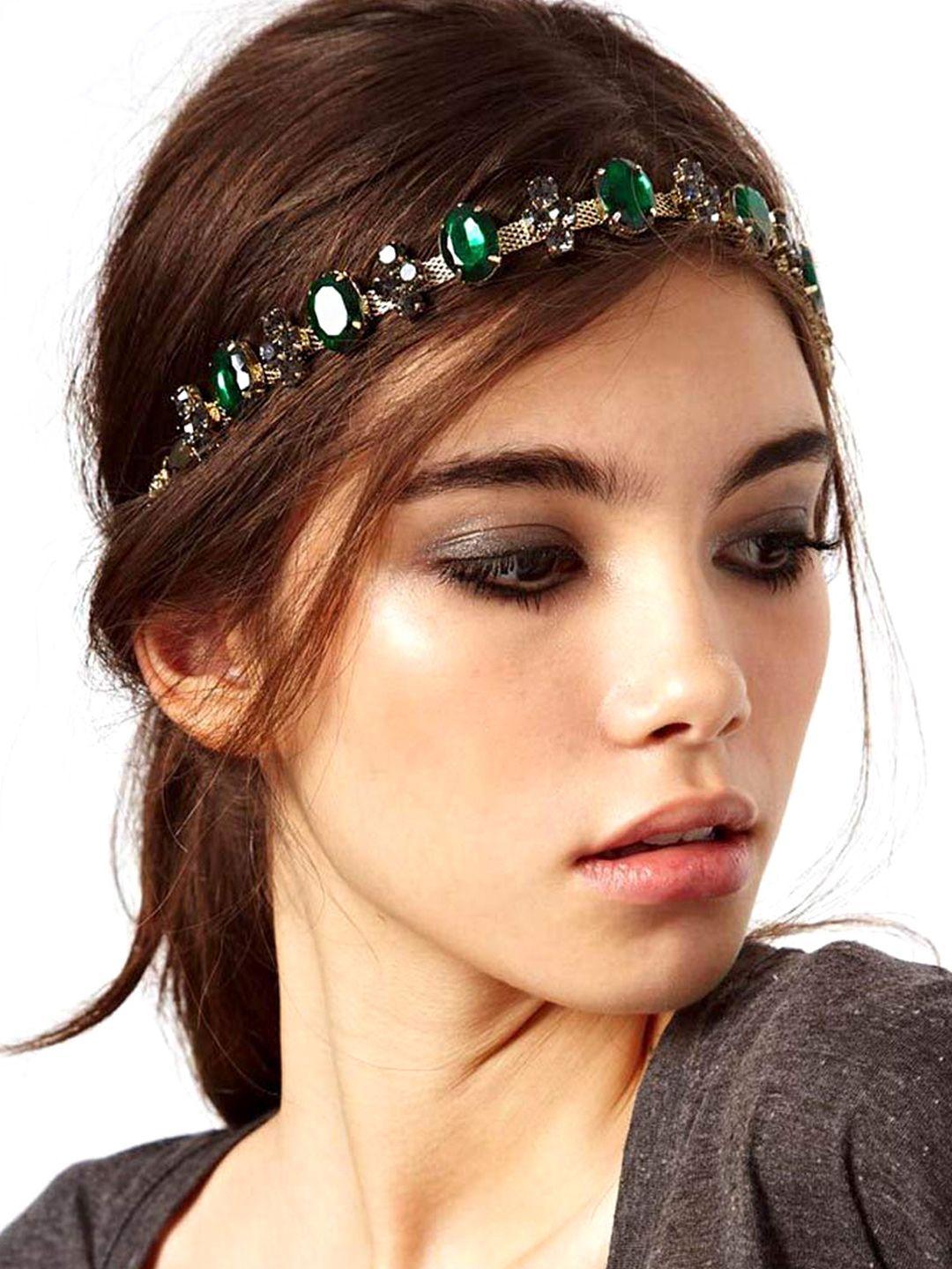 yellow chimes women green crystal beaded headchain