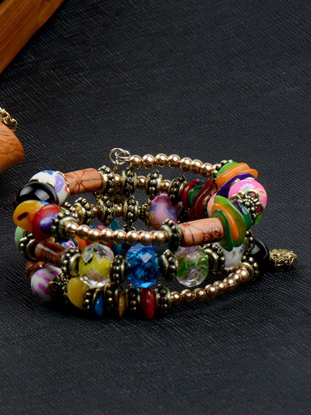 yellow chimes women hand painted beaded wraparound bracelet