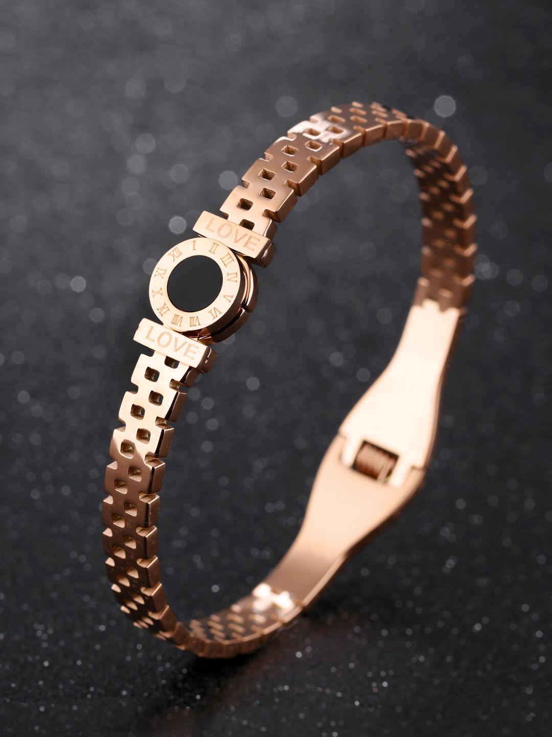 yellow chimes women rose gold & black rose gold-plated kada bracelet