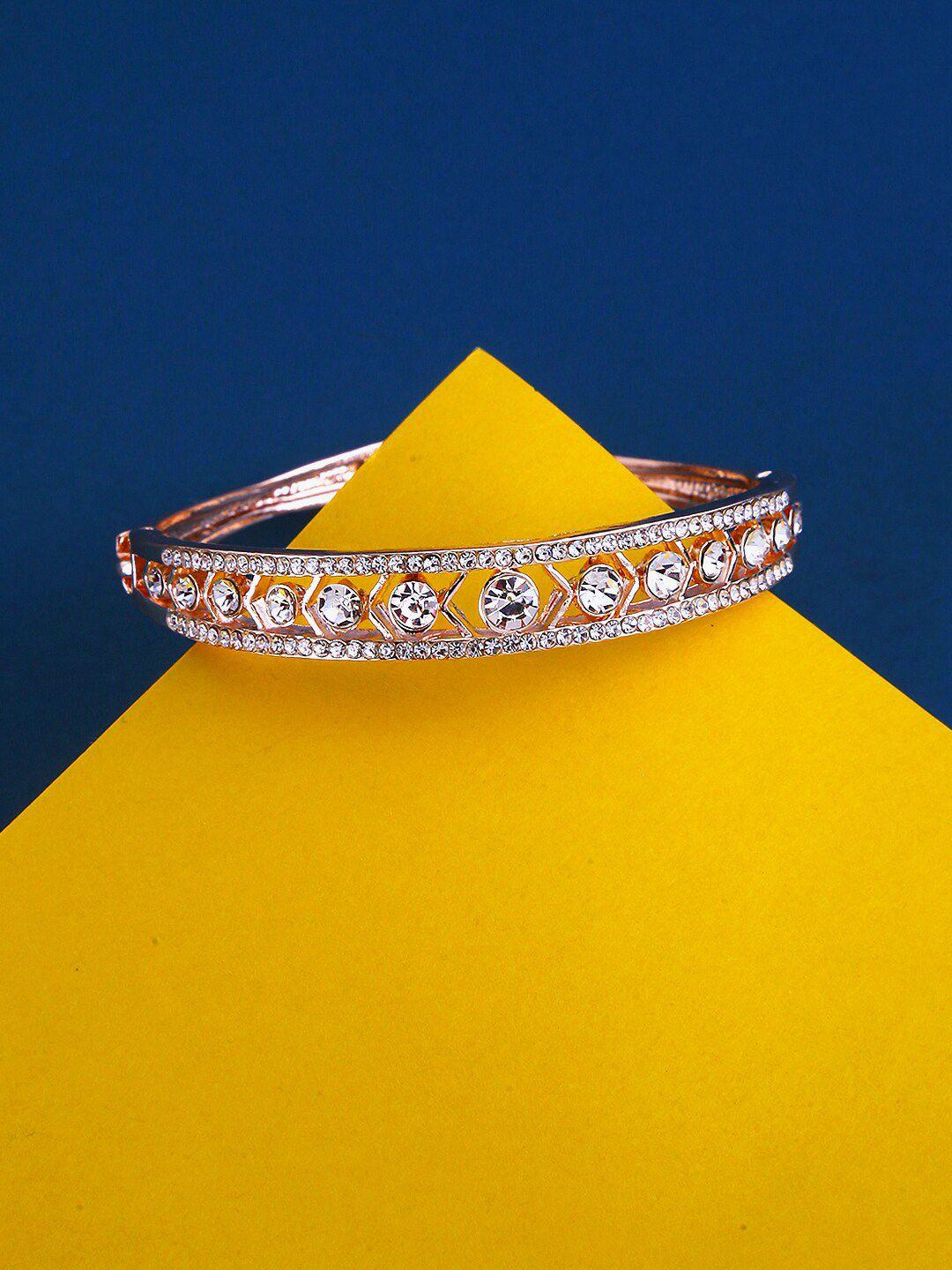 yellow chimes women rose gold & white cubic zirconia rose gold-plated bangle-style bracelet