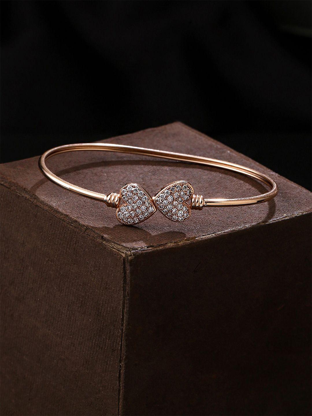 yellow chimes women rose gold-plated bangle-style crystal bracelet
