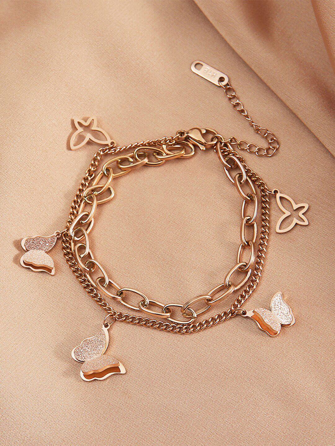 yellow chimes women rose gold plated charm bracelet