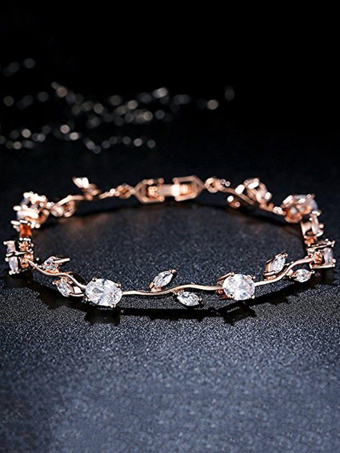 yellow chimes women rose gold white crystals studded bracelet