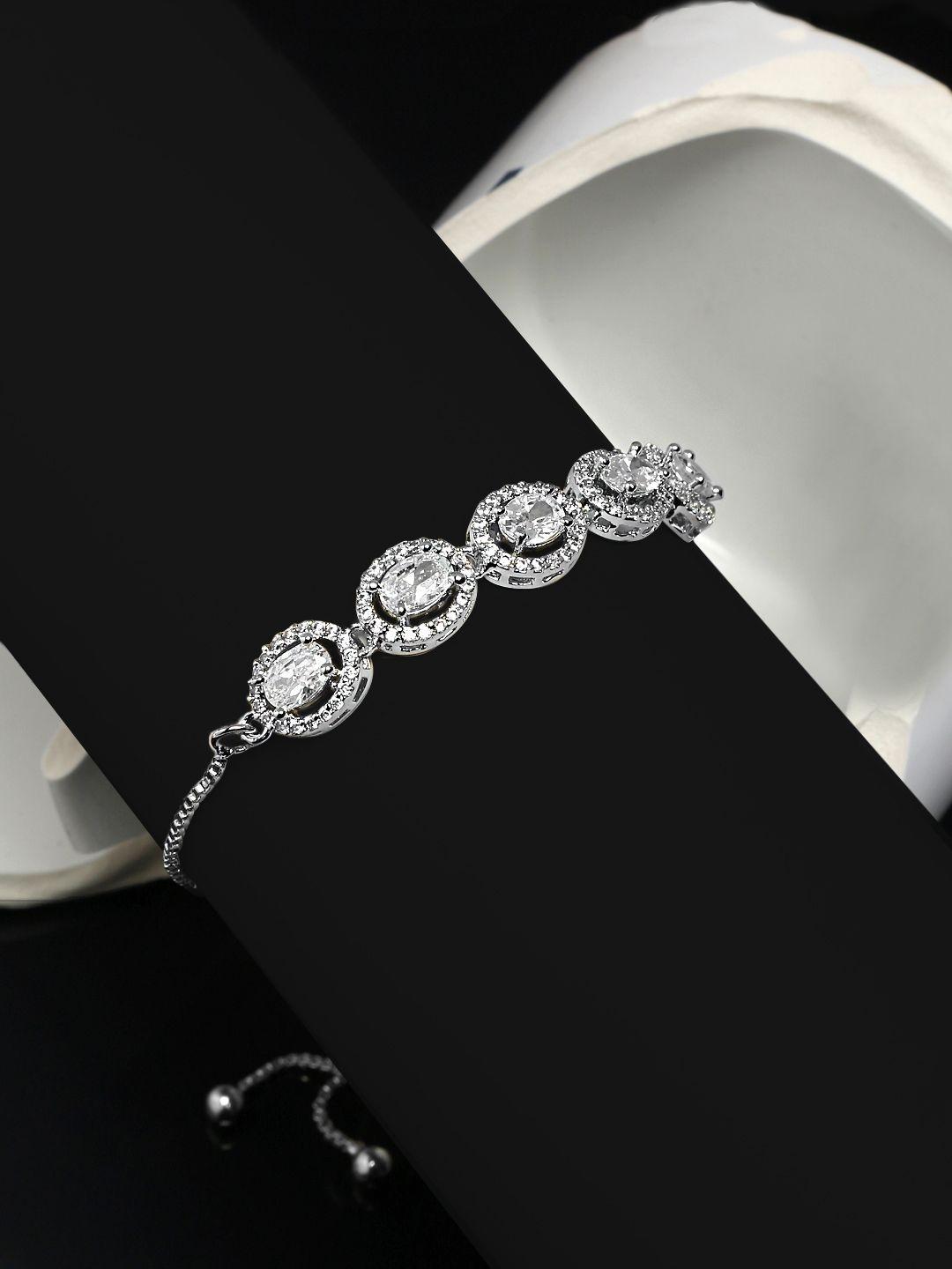 yellow chimes women silver-toned rhodium-plated wraparound bracelet