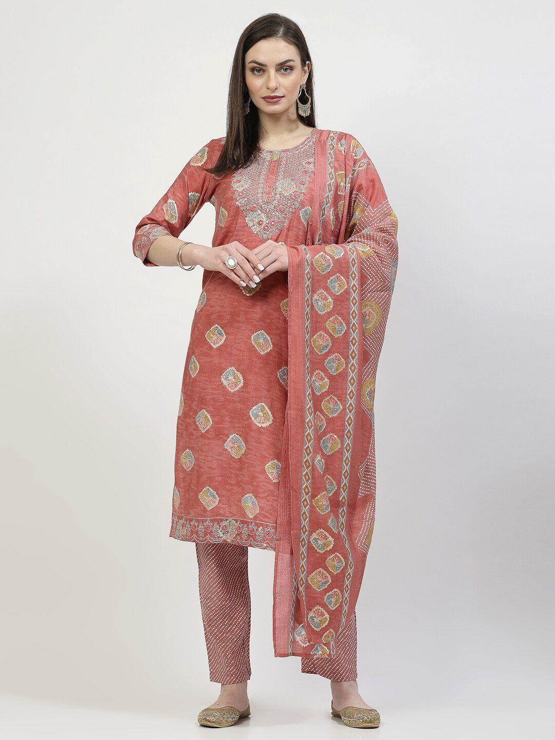 yellow cloud floral embroidered sequinned straight kurta with trouser & dupatta