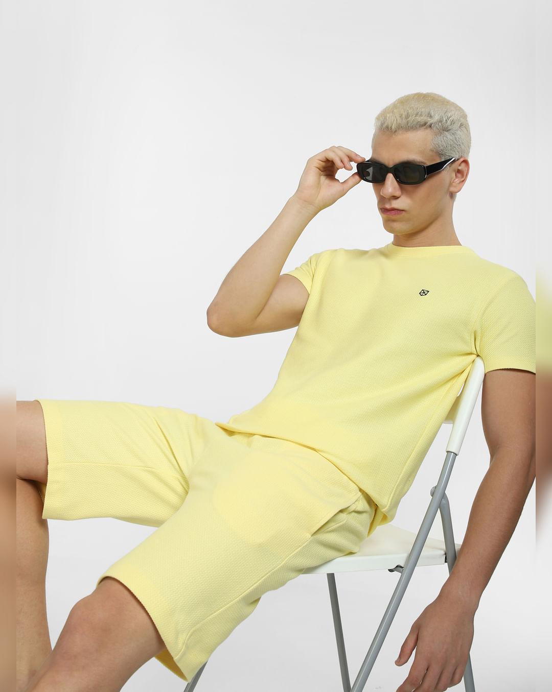 yellow co-ord crew neck t-shirt