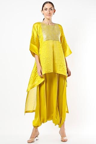 yellow color-blocked kurta set