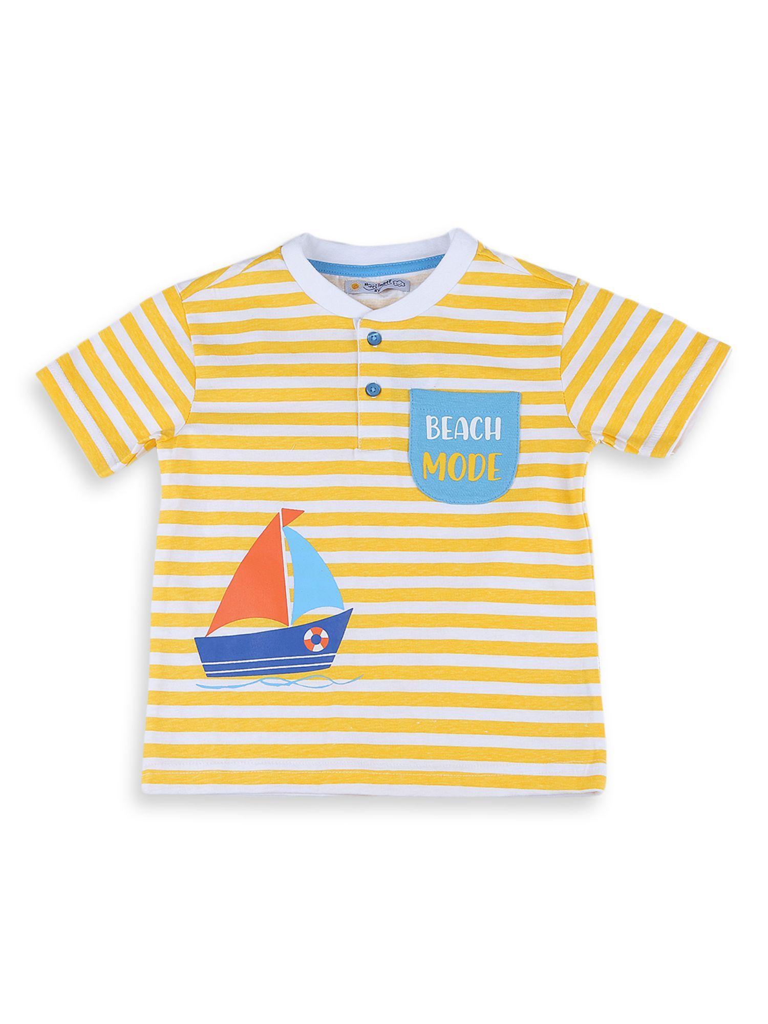 yellow coloured stripes westernwear boys tee