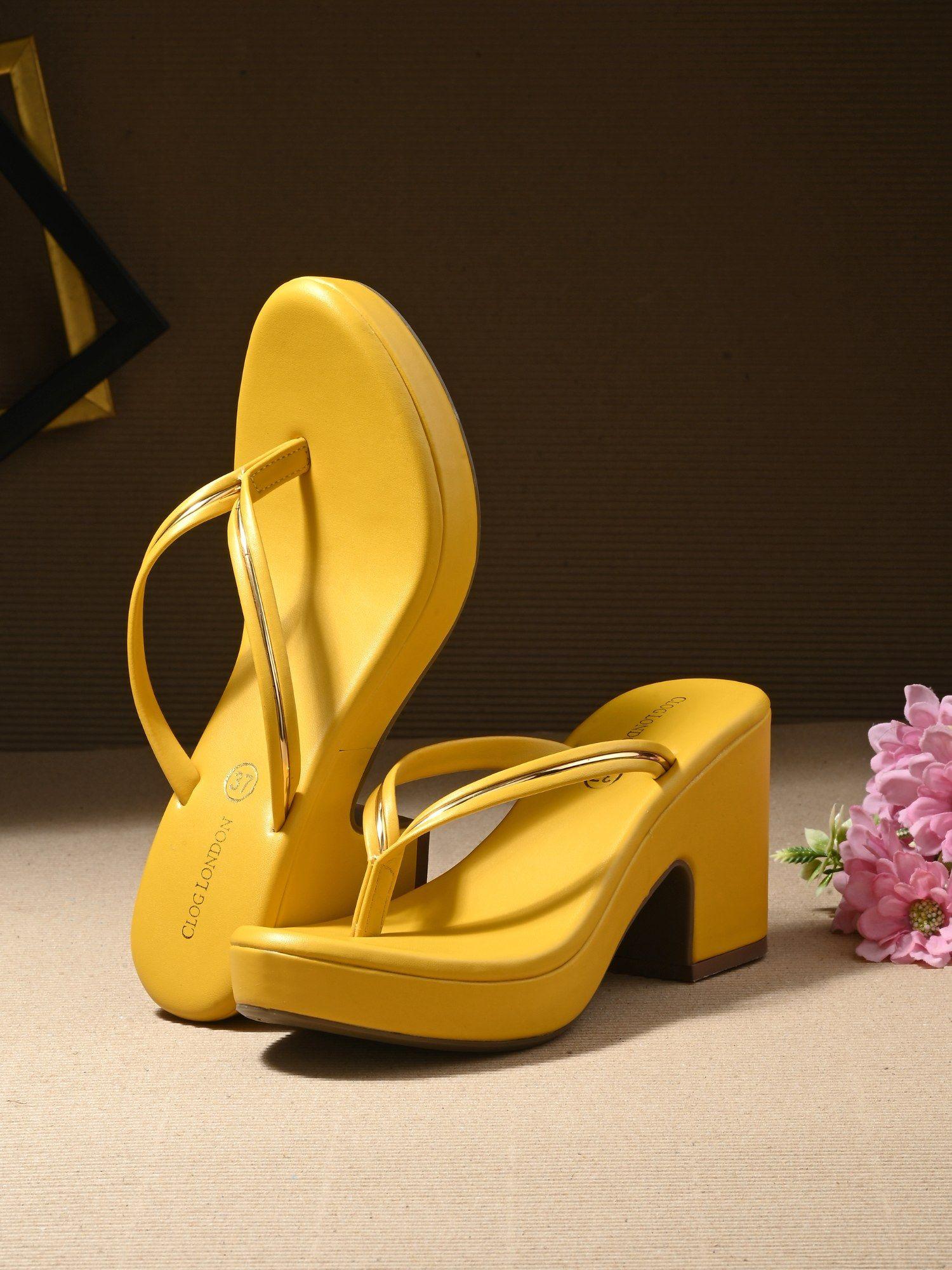 yellow comfortable heel sandals