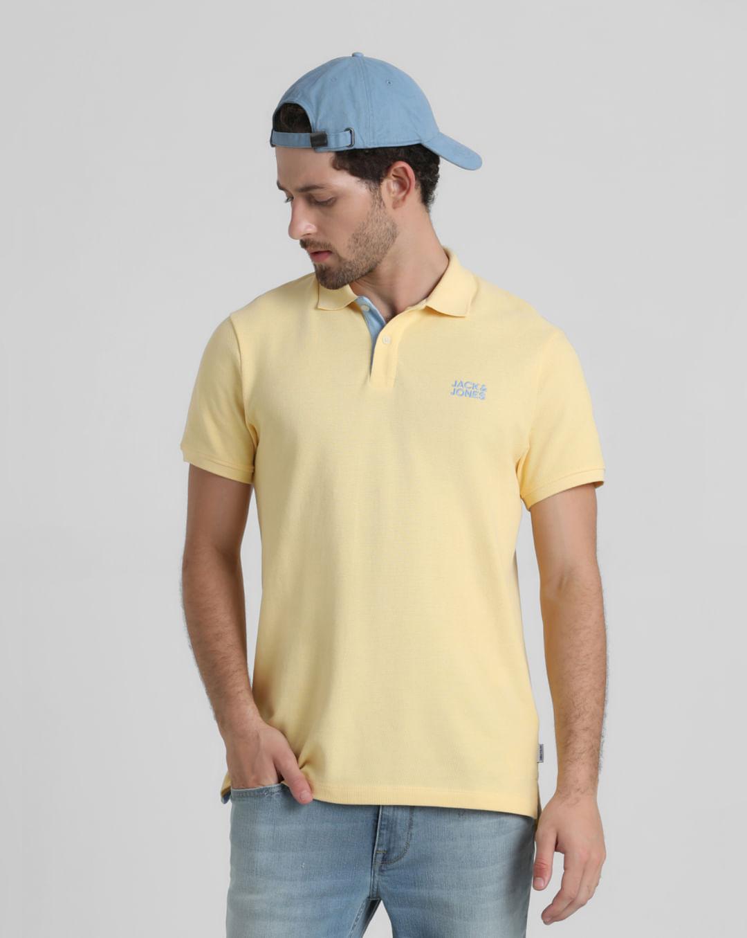 yellow contrast inner neck polo