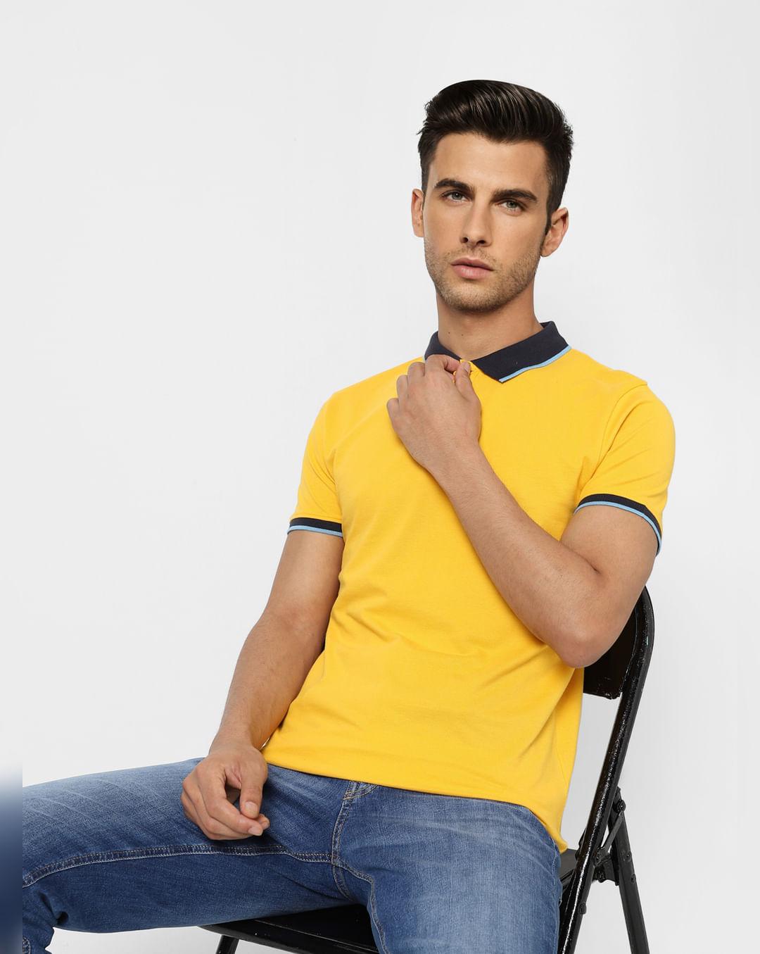yellow contrast tipping polo t-shirt
