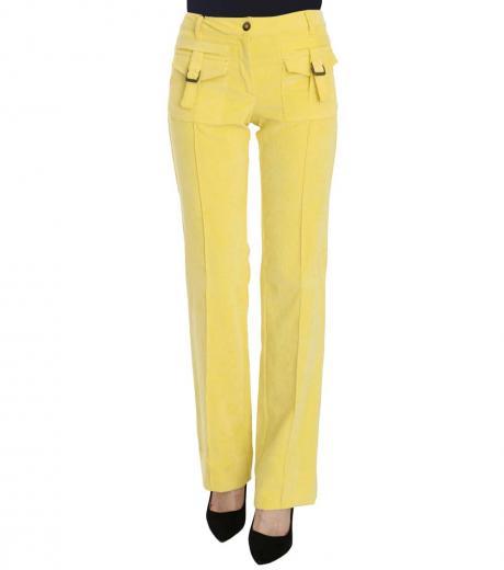 yellow corduroy mid-rise trousers
