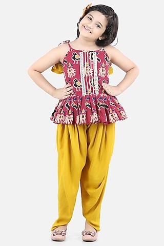 yellow cotton dhoti set for girls